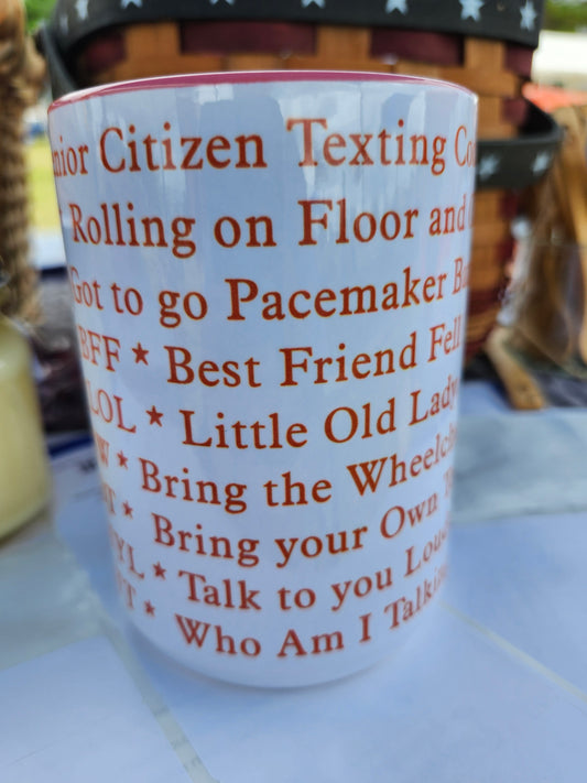 Senior Citizen Texting Code Mug